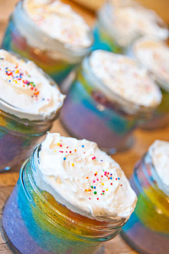 rainbow cupcakes in a jar. Rainbow Cupcakes. By: tufluv